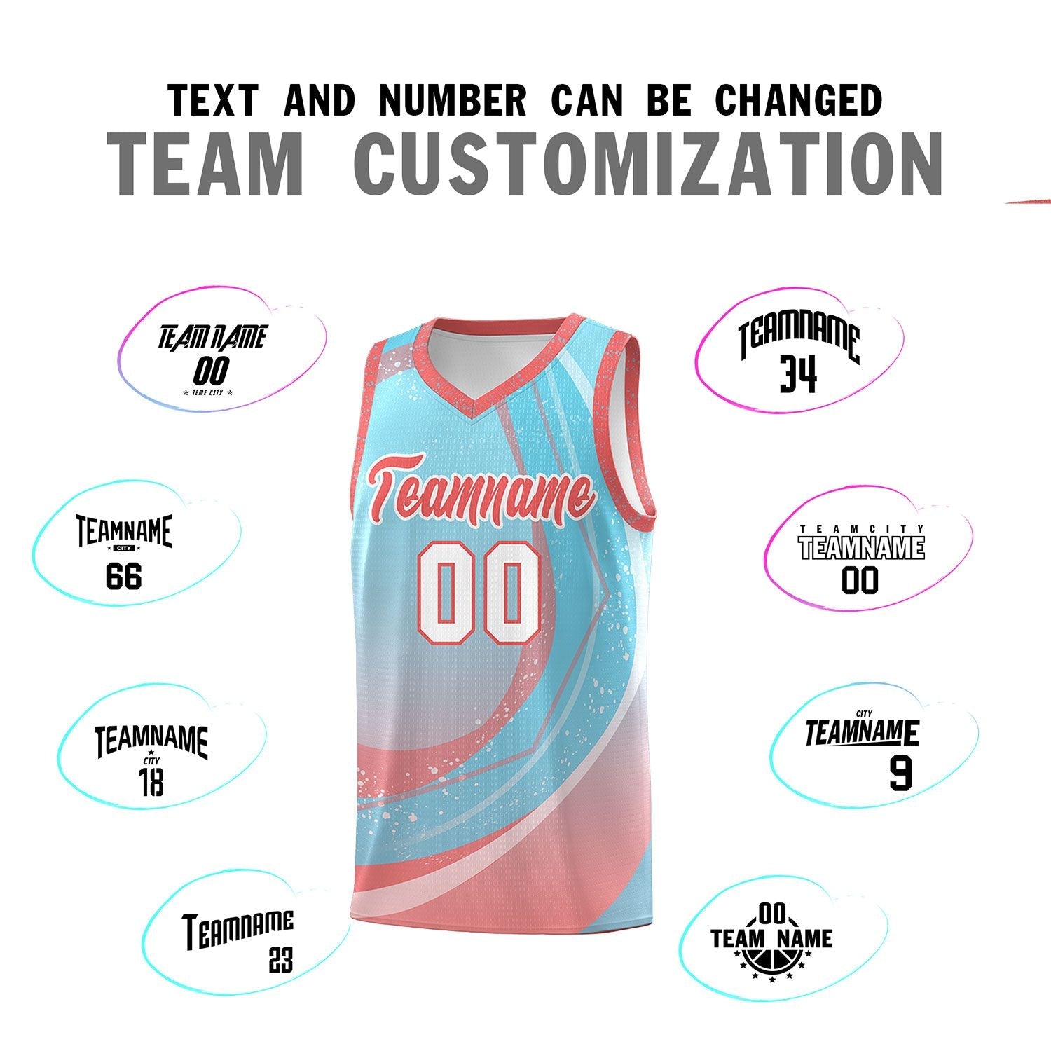 Custom Sky Blue Light Pink Personalized Galaxy Graffiti Pattern Sports Uniform Basketball Jersey