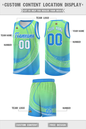 Custom Light Green Powder Blue Personalized Galaxy Graffiti Pattern Sports Uniform Basketball Jersey