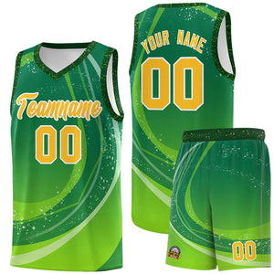 Custom Kelly Green Neon Green Personalized Galaxy Graffiti Pattern Sports Uniform Basketball Jersey