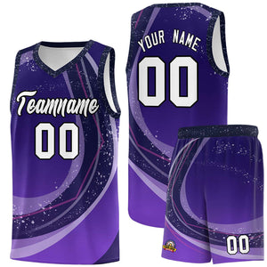 Custom Purple Light Purple Personalized Galaxy Graffiti Pattern Sports Uniform Basketball Jersey