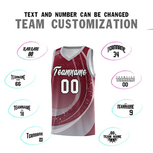 Custom Crimson Gray Personalized Galaxy Graffiti Pattern Sports Uniform Basketball Jersey