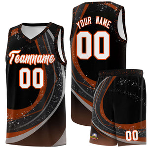 Custom Black Orange Personalized Galaxy Graffiti Pattern Sports Uniform Basketball Jersey