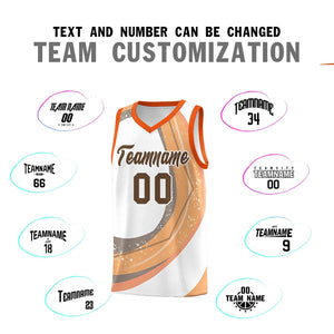 Custom White Light Orange Personalized Galaxy Graffiti Pattern Sports Uniform Basketball Jersey