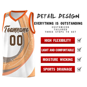 Custom White Light Orange Personalized Galaxy Graffiti Pattern Sports Uniform Basketball Jersey