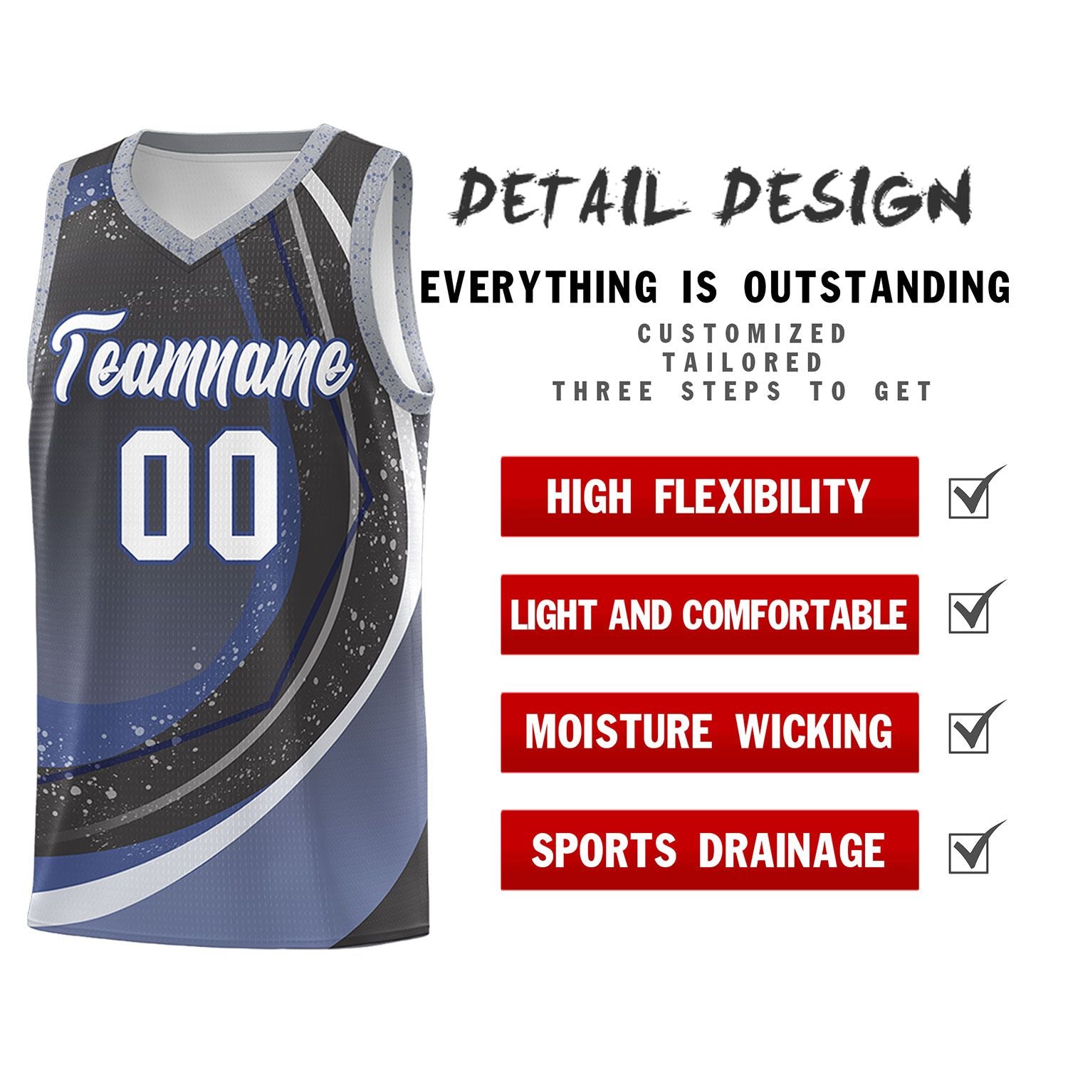 Custom Dark Gray Blue Personalized Galaxy Graffiti Pattern Sports Uniform Basketball Jersey