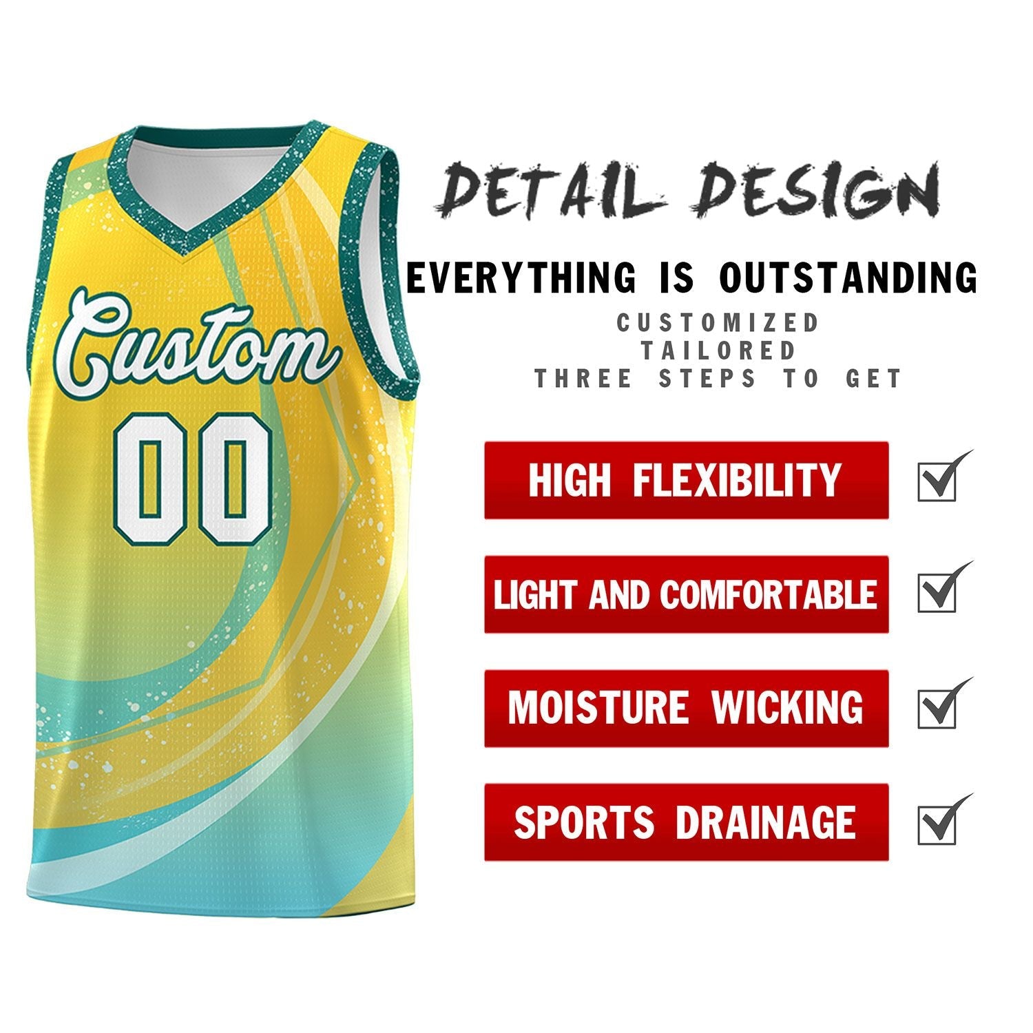 Custom Gold Aqua Personalized Galaxy Graffiti Pattern Sports Uniform Basketball Jersey