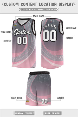 Custom Dark Gray Light Pink Personalized Galaxy Graffiti Pattern Sports Uniform Basketball Jersey