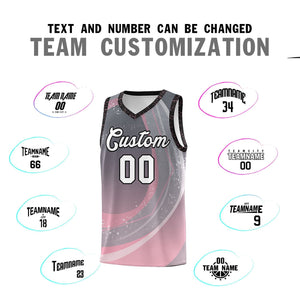 Custom Dark Gray Light Pink Personalized Galaxy Graffiti Pattern Sports Uniform Basketball Jersey