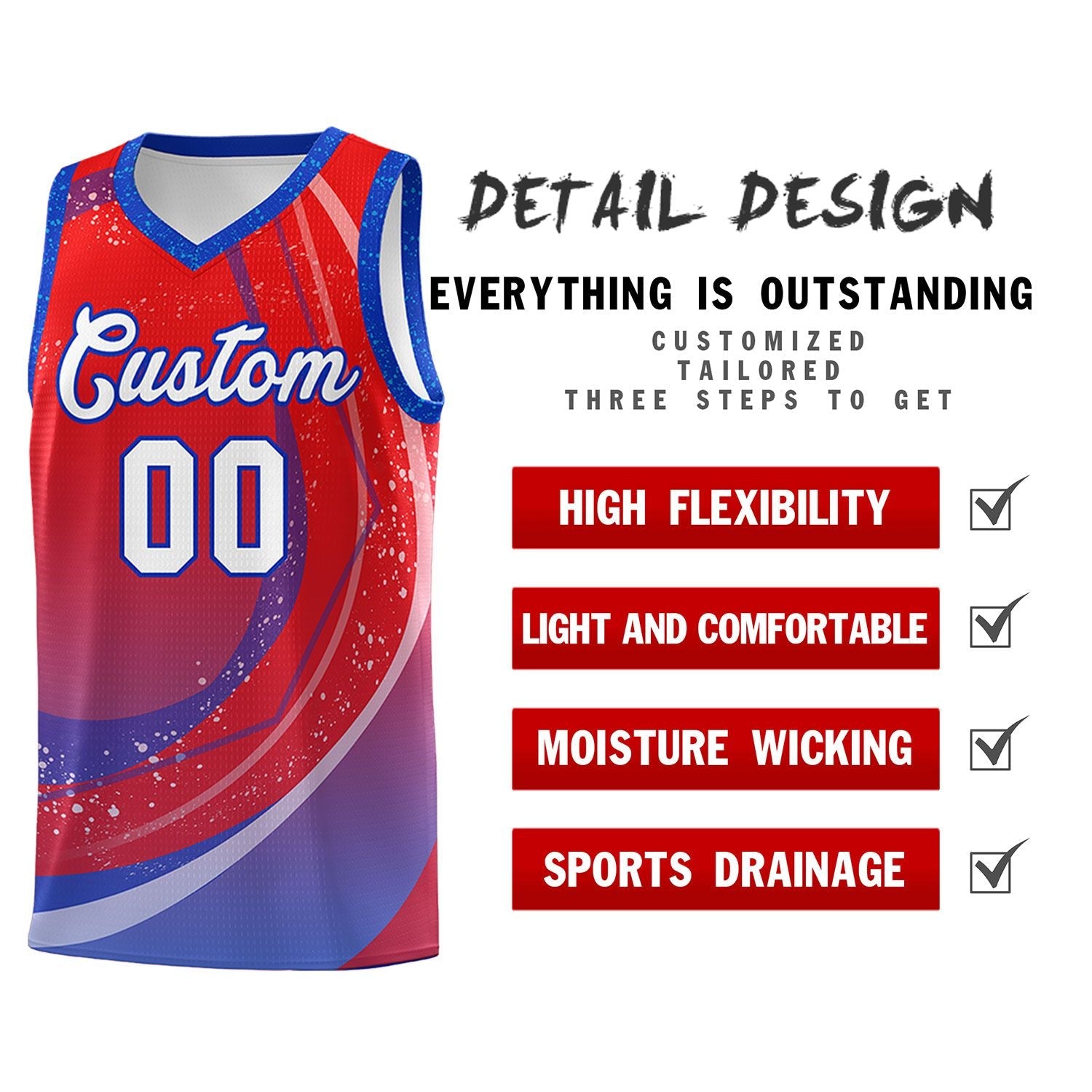 Custom Red Royal Personalized Galaxy Graffiti Pattern Sports Uniform Basketball Jersey