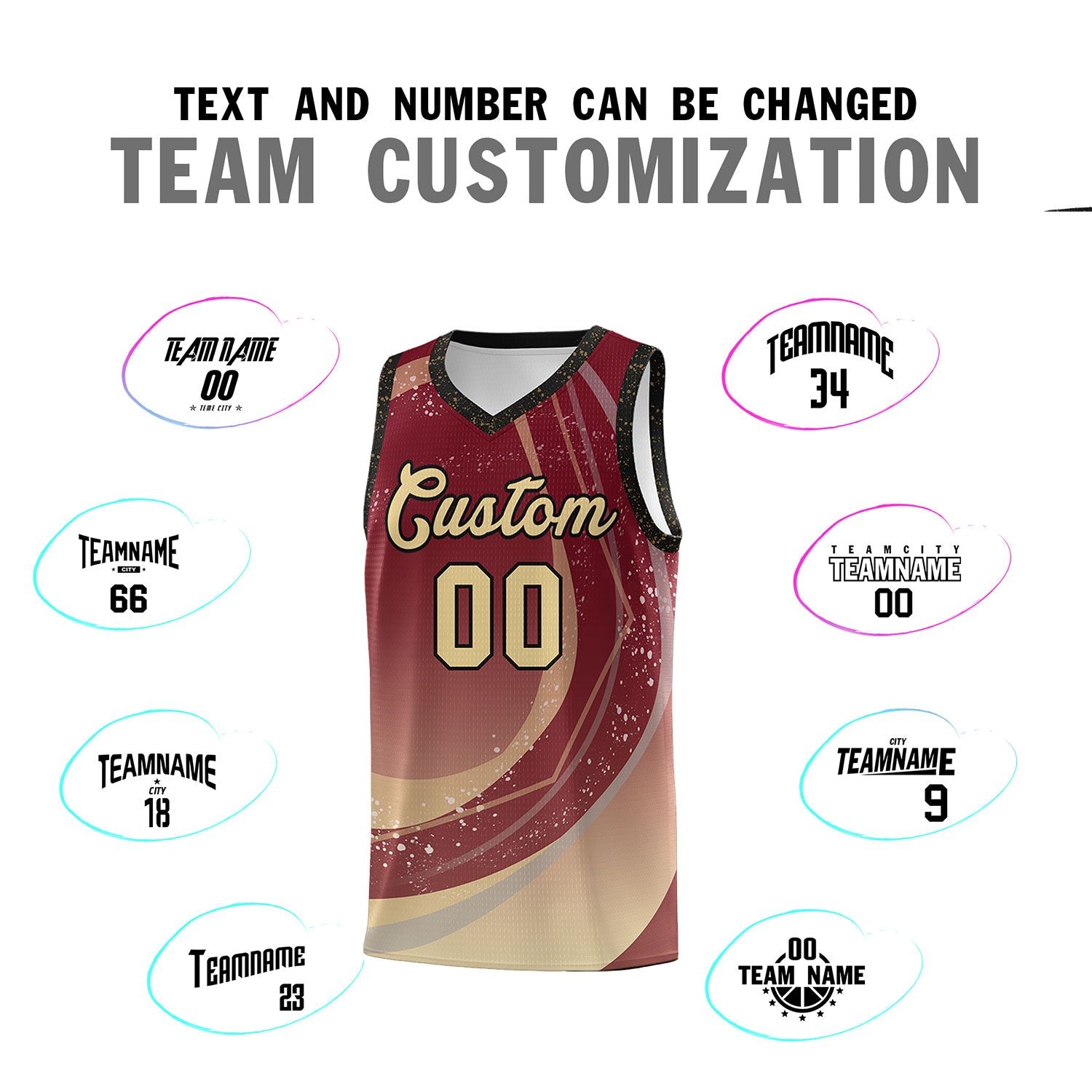 Custom Crimson Khaki Personalized Galaxy Graffiti Pattern Sports Uniform Basketball Jersey