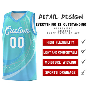 Custom Aqua Powder Blue Personalized Galaxy Graffiti Pattern Sports Uniform Basketball Jersey