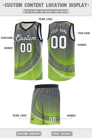 Custom Dark Gray Neon Green Personalized Galaxy Graffiti Pattern Sports Uniform Basketball Jersey