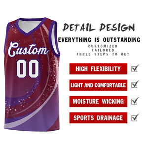 Custom Crimson Purple Personalized Galaxy Graffiti Pattern Sports Uniform Basketball Jersey