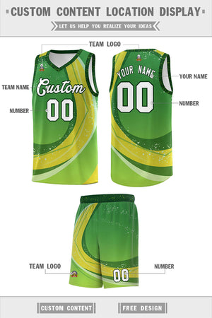 Custom Kelly Green Neon Green Personalized Galaxy Graffiti Pattern Sports Uniform Basketball Jersey