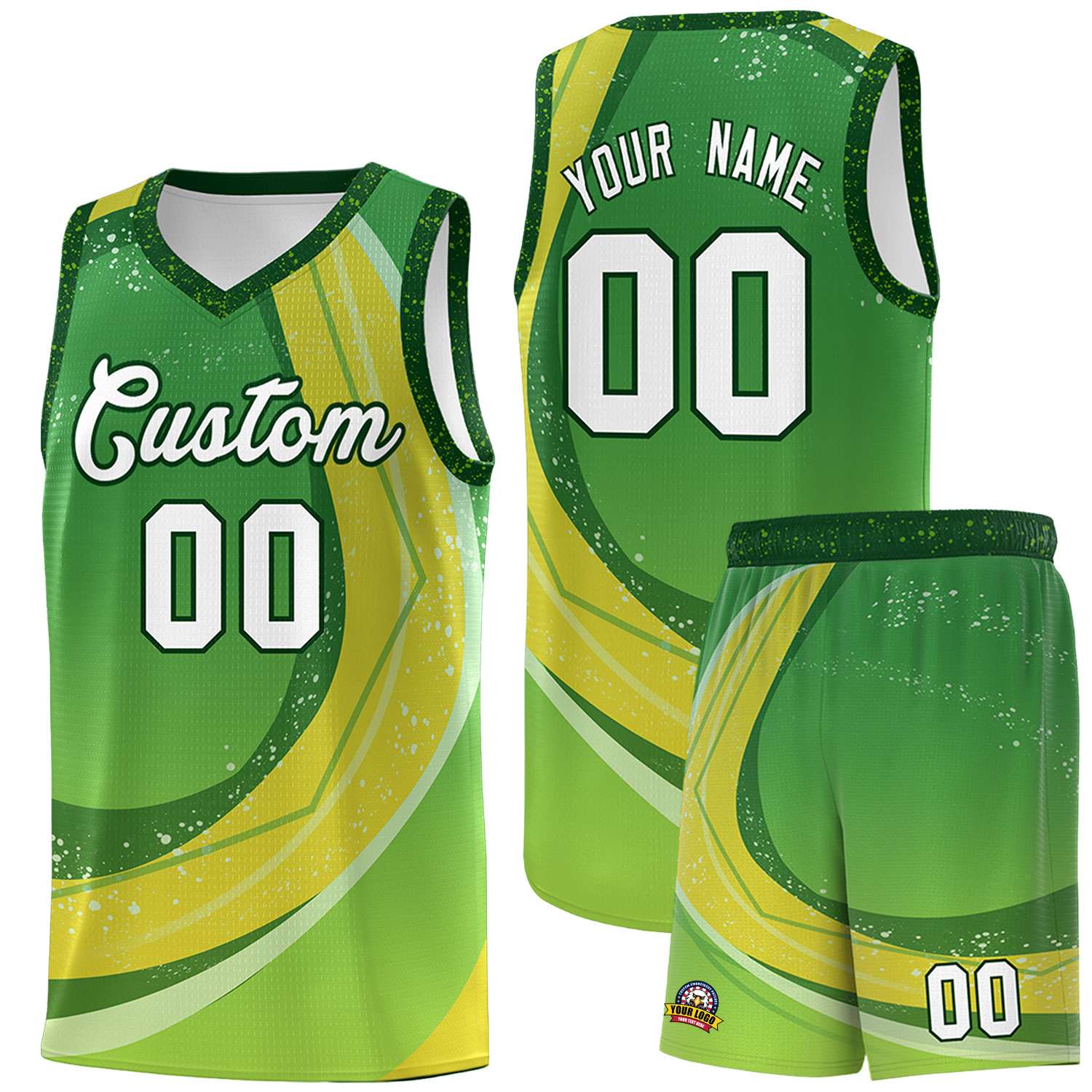 Custom Kelly Green Neon Green Personalized Galaxy Graffiti Pattern Sports Uniform Basketball Jersey