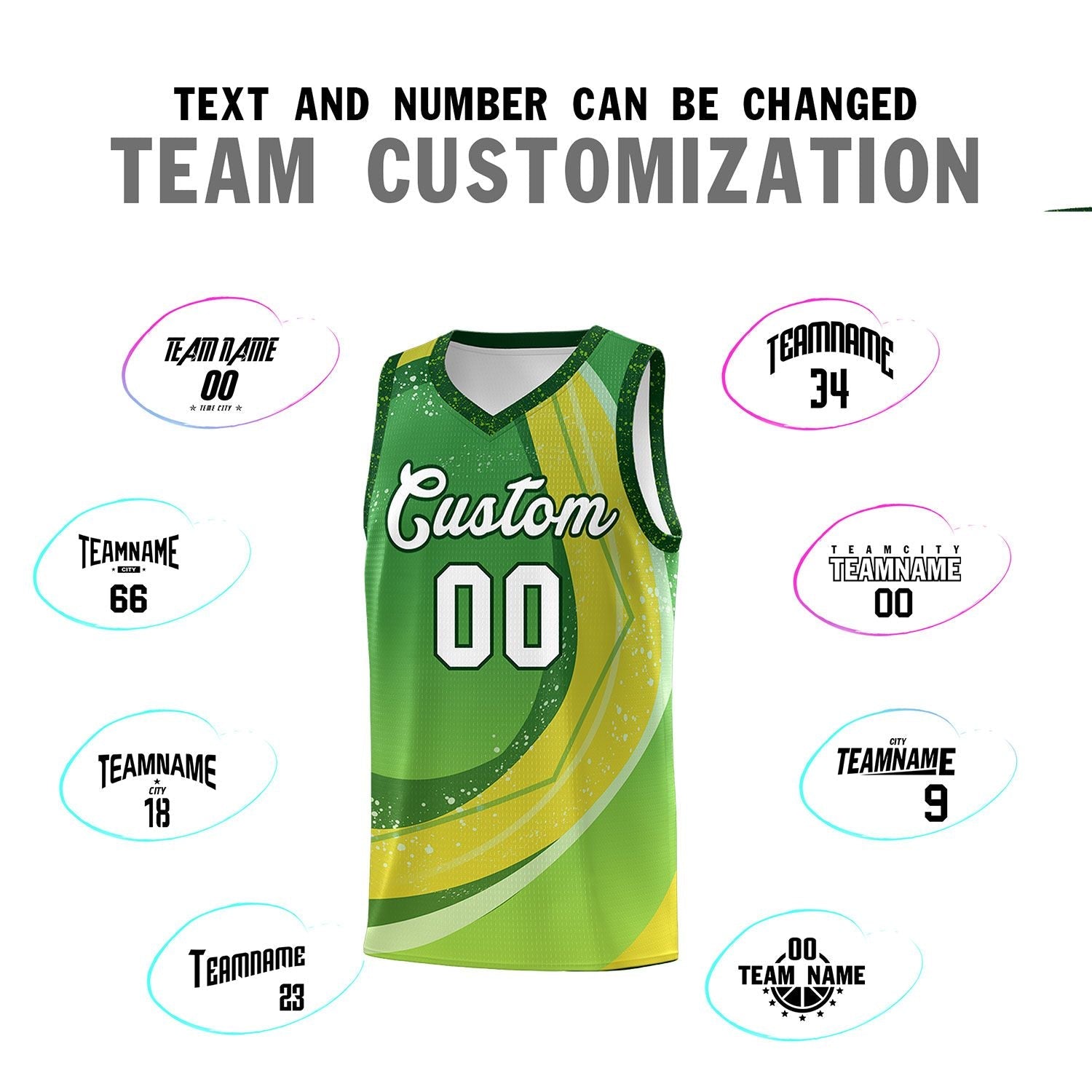 Custom Kelly Green Neon Green Personalized Galaxy Graffiti Pattern Sports Uniform Basketball Jersey