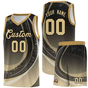 Custom Black Khaki Personalized Galaxy Graffiti Pattern Sports Uniform Basketball Jersey