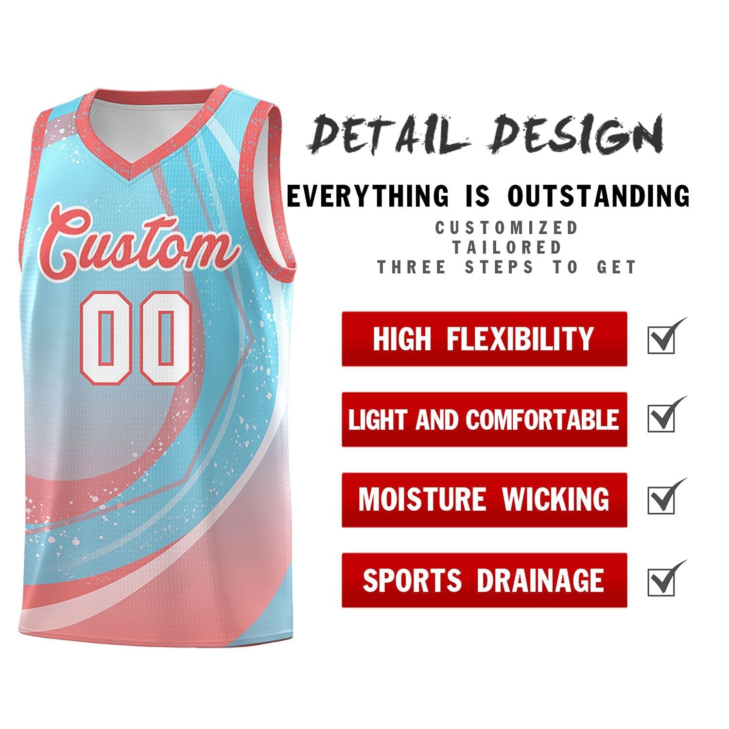 Custom Sky Blue Light Pink Personalized Galaxy Graffiti Pattern Sports Uniform Basketball Jersey