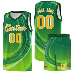 Custom Kelly Green Neon Green Personalized Galaxy Graffiti Pattern Sports Uniform Basketball Jersey