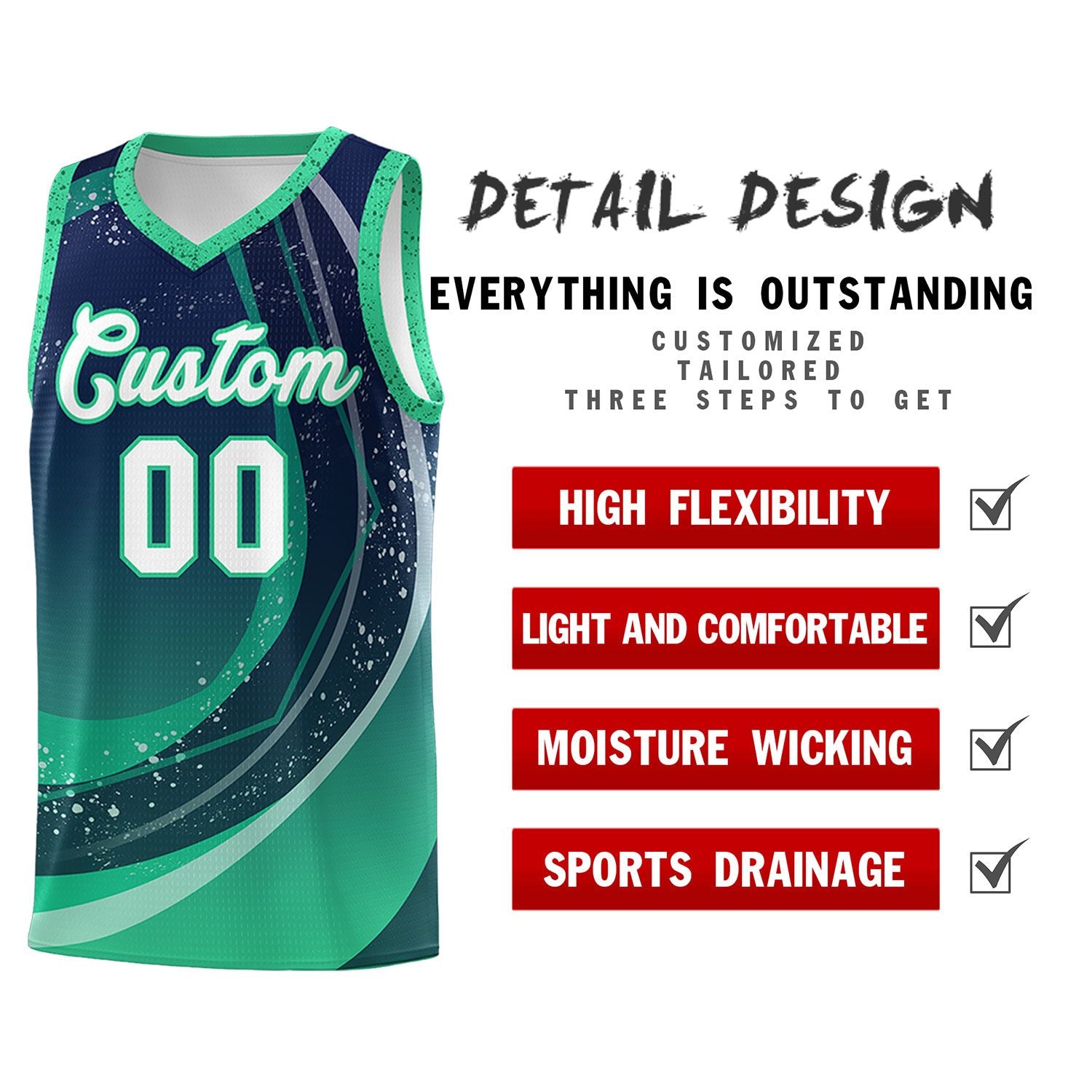 Custom Navy Green Personalized Galaxy Graffiti Pattern Sports Uniform Basketball Jersey