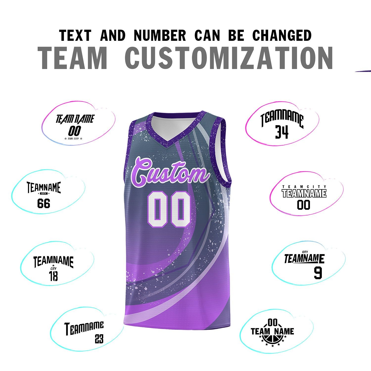 Custom Dark Gray Purple Personalized Galaxy Graffiti Pattern Sports Uniform Basketball Jersey