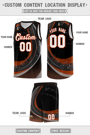 Custom Black Orange Personalized Galaxy Graffiti Pattern Sports Uniform Basketball Jersey