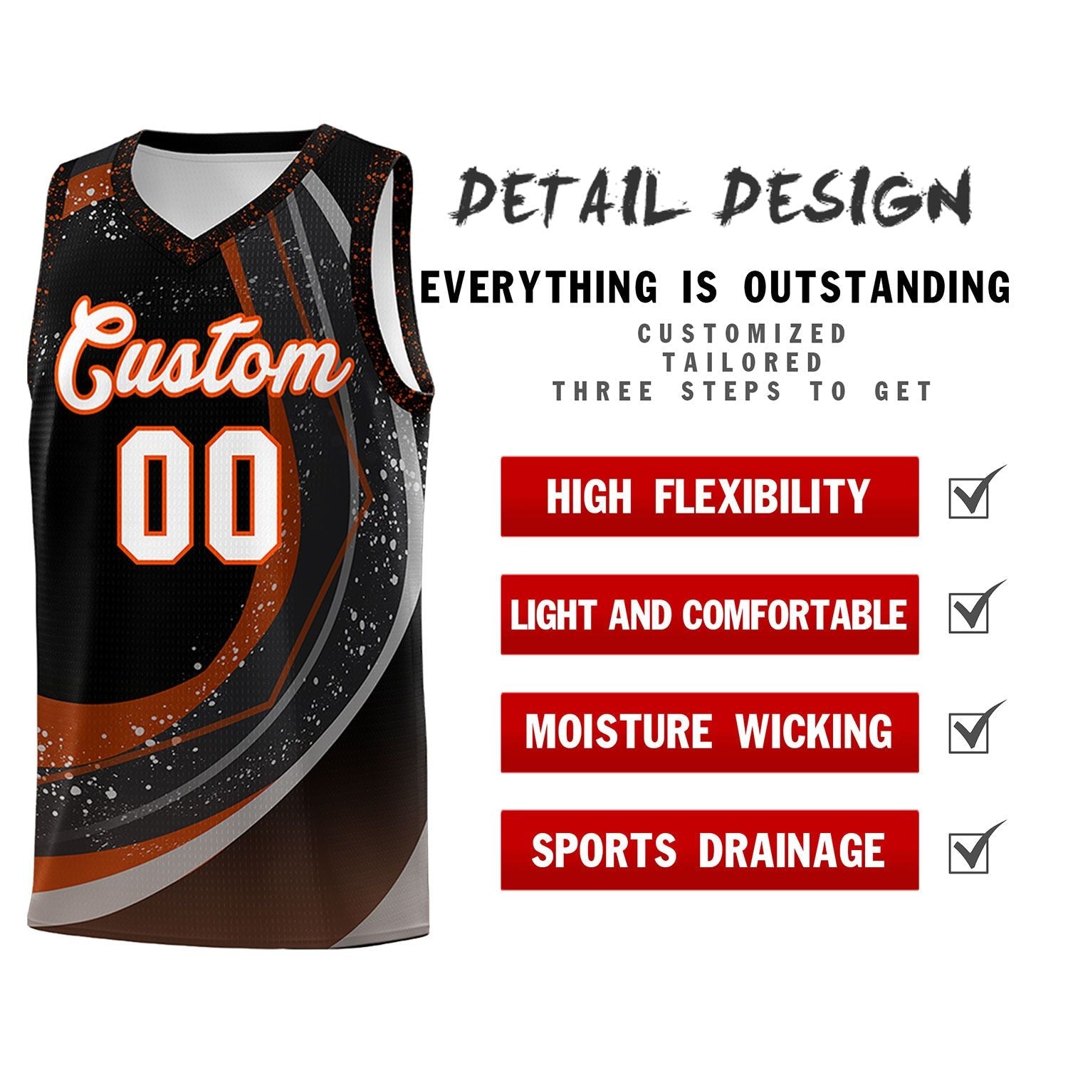 Custom Black Orange Personalized Galaxy Graffiti Pattern Sports Uniform Basketball Jersey