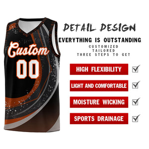 Custom Black Orange Personalized Galaxy Graffiti Pattern Sports Uniform Basketball Jersey