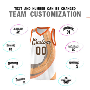 Custom White Light Orange Personalized Galaxy Graffiti Pattern Sports Uniform Basketball Jersey