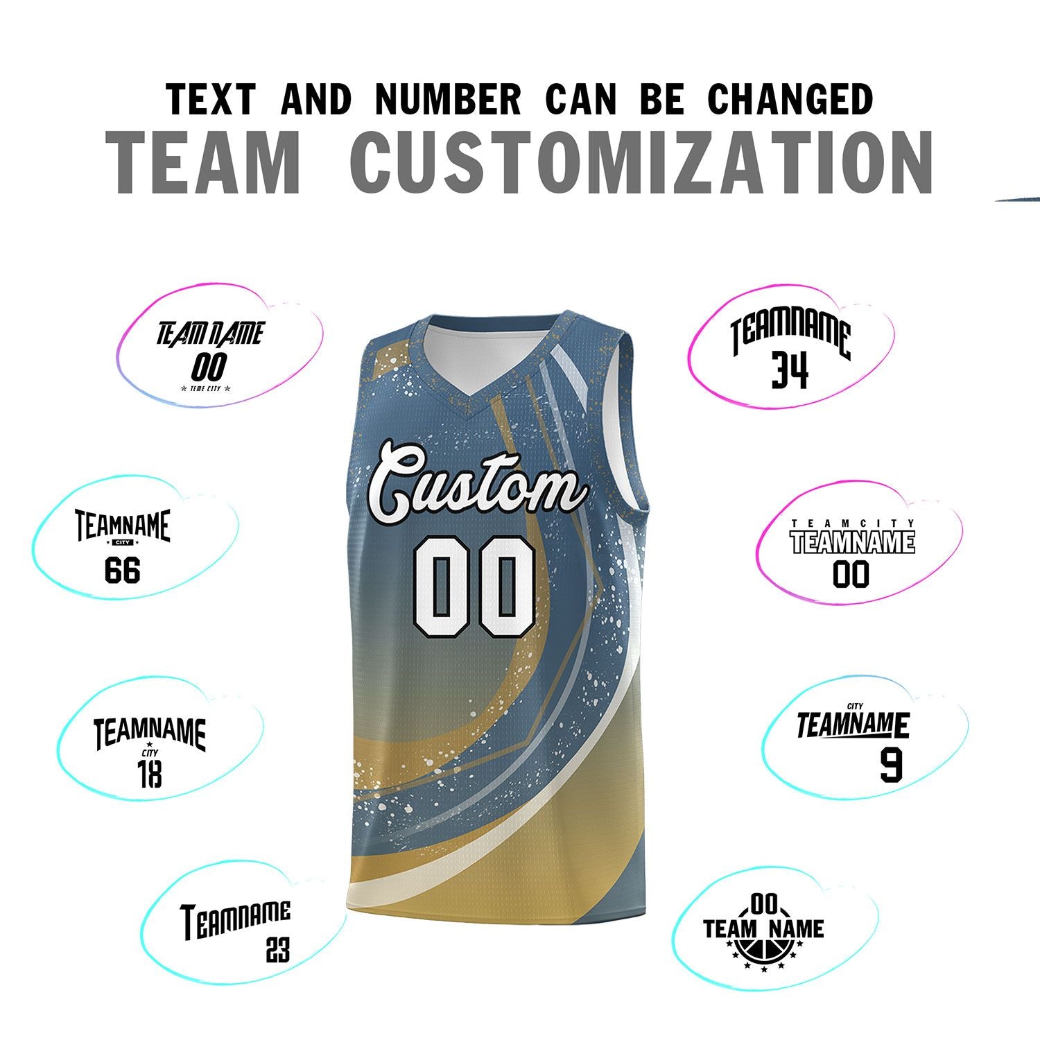 Custom Gray Old Gold Personalized Galaxy Graffiti Pattern Sports Uniform Basketball Jersey