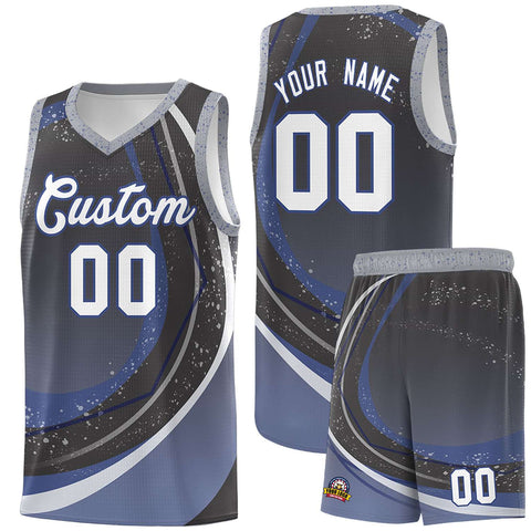 Custom Dark Gray Blue Personalized Galaxy Graffiti Pattern Sports Uniform Basketball Jersey