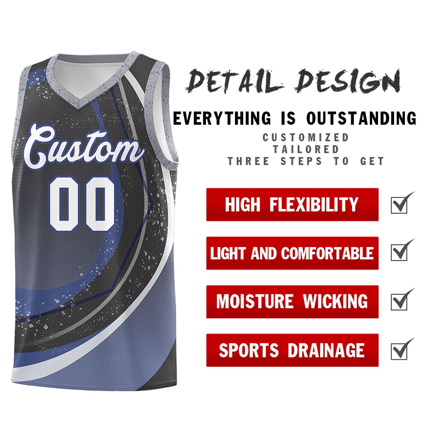 Custom Dark Gray Blue Personalized Galaxy Graffiti Pattern Sports Uniform Basketball Jersey