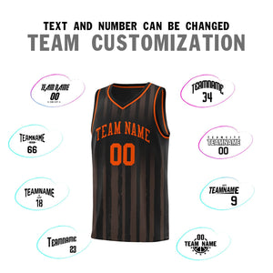 Custom Black Orange Vertical Striped Pattern Sports Uniform Basketball Jersey