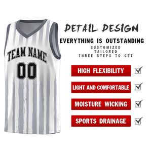 Custom White Black Vertical Striped Pattern Sports Uniform Basketball Jersey