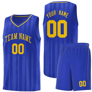 Custom Royal Gold Vertical Striped Pattern Sports Uniform Basketball Jersey