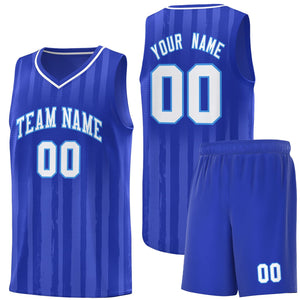 Custom Royal White Vertical Striped Pattern Sports Uniform Basketball Jersey