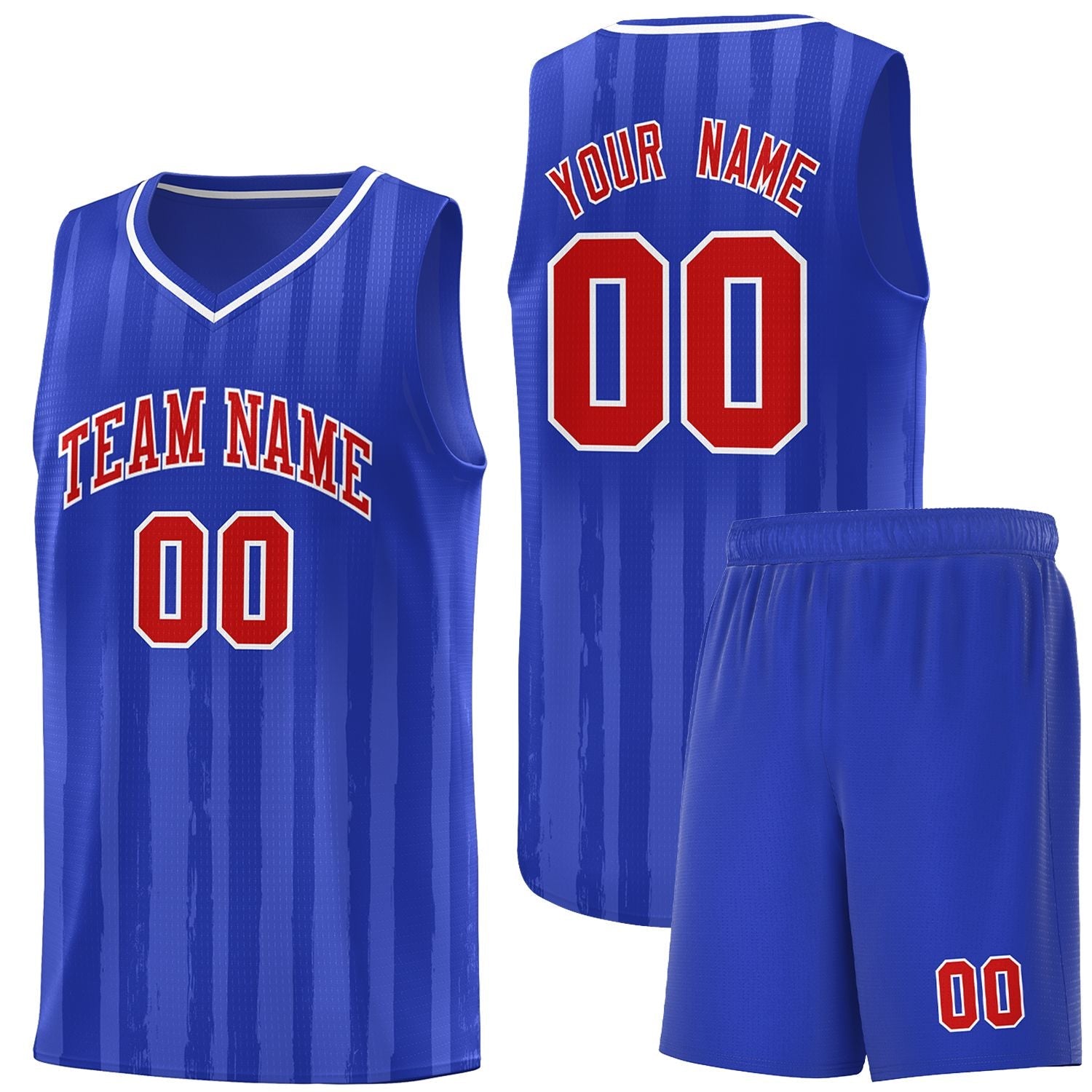 Custom Royal Red Vertical Striped Pattern Sports Uniform Basketball Jersey