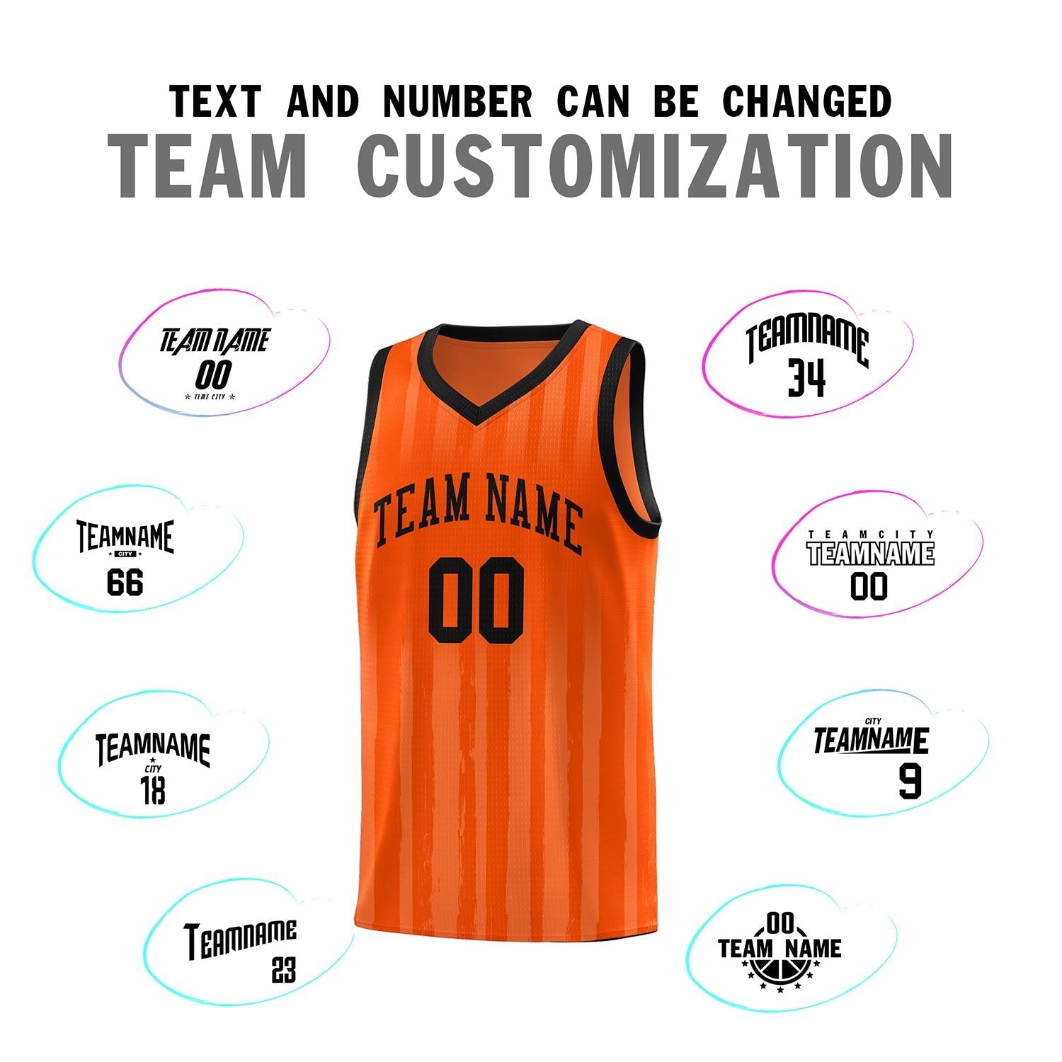 Custom Orange Black Vertical Striped Pattern Sports Uniform Basketball Jersey