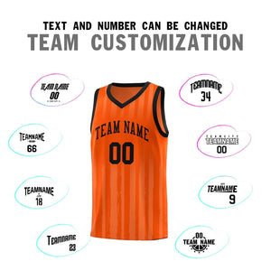 Custom Orange Black Vertical Striped Pattern Sports Uniform Basketball Jersey