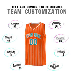 Custom Orange Aqua Vertical Striped Pattern Sports Uniform Basketball Jersey