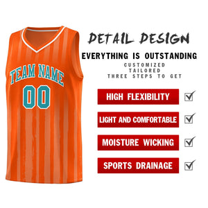 Custom Orange Aqua Vertical Striped Pattern Sports Uniform Basketball Jersey