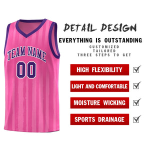 Custom Pink Purple Vertical Striped Pattern Sports Uniform Basketball Jersey