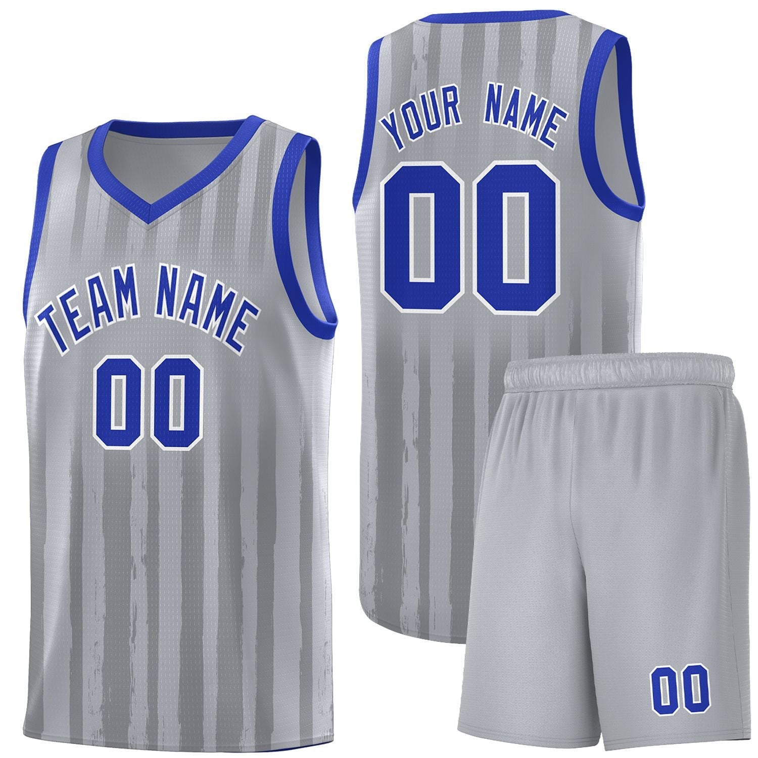 Custom Gray Royal Vertical Striped Pattern Sports Uniform Basketball Jersey