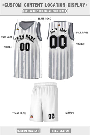 Custom White Black Vertical Striped Pattern Sports Uniform Basketball Jersey