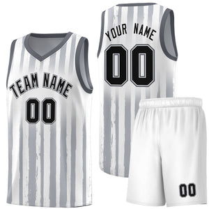 Custom White Black Vertical Striped Pattern Sports Uniform Basketball Jersey