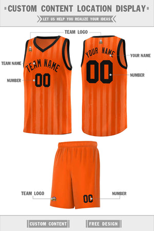 Custom Orange Black Vertical Striped Pattern Sports Uniform Basketball Jersey