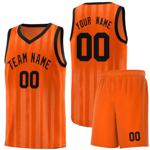 Custom Orange Black Vertical Striped Pattern Sports Uniform Basketball Jersey