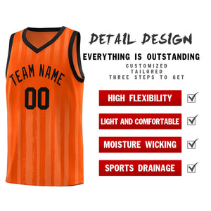 Custom Orange Black Vertical Striped Pattern Sports Uniform Basketball Jersey