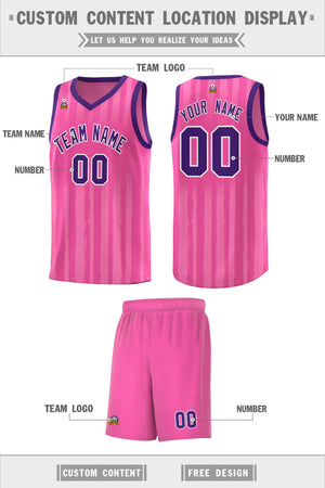 Custom Pink Purple Vertical Striped Pattern Sports Uniform Basketball Jersey