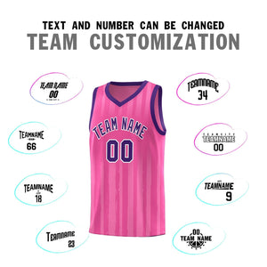 Custom Pink Purple Vertical Striped Pattern Sports Uniform Basketball Jersey